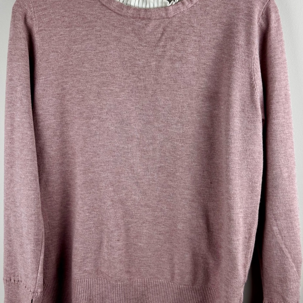Vila Milano Wool Blend Sweater Size XL Lavender Pleated‎ Ruffle Collar Cuffs - Picture 13 of 13